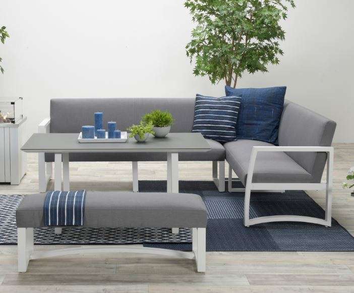 Aureum Lounge Dining Set 4teilig white / light grey