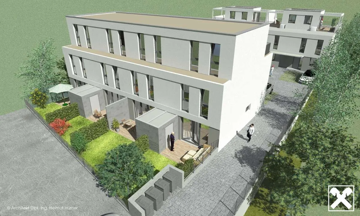 PROVISIONSFREIE BAUTRÄGERLIEGENSCHAFT - TRAUMGRUNDSTÜCK INKL. PROJEKTPLANUNG MIT BAUGENEHMIGUNG FÜR 8 REIHENHÄUSER MIT TERRASSEN UND EIGENGÄRTEN - SHAREDEAL MÖGLICH - Ansicht 3