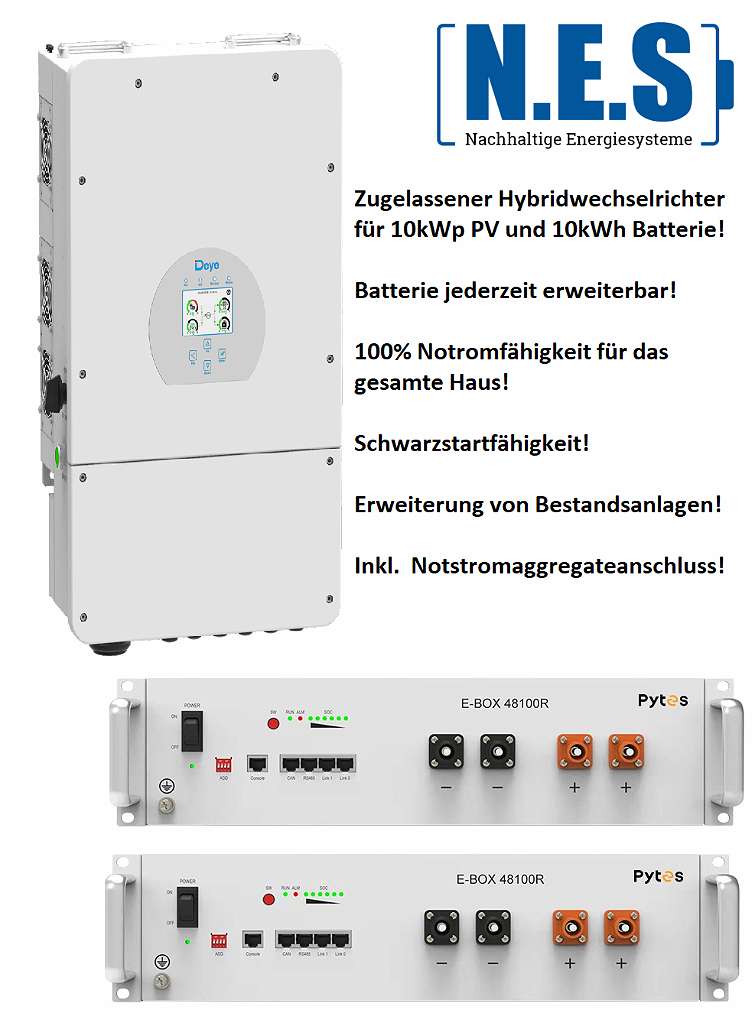 TOP NEWS - Österreich Zulassung ist zurück - Neuer Preis - PV Set - All in  One -Set: 3phasiger 10kW Deye Hybridwechselrichter mit 10kWh Pytes Akku.  Maximum Power, Grid Trenner, DC Schalter
