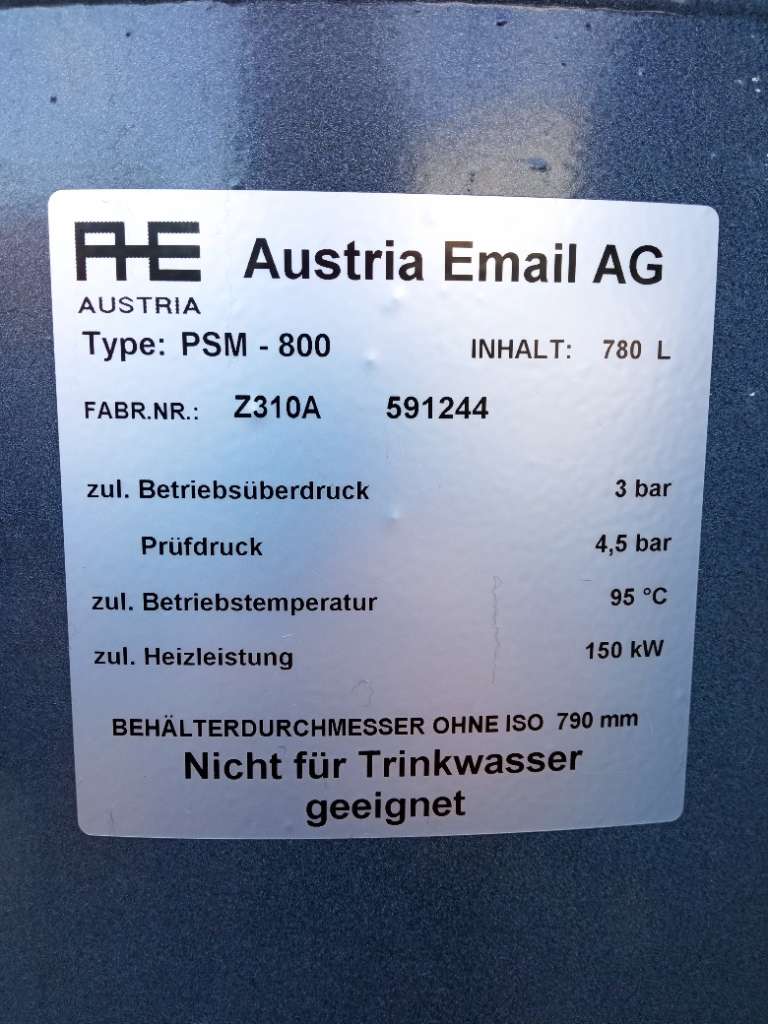 Austria Email Pufferspeicher PSM inklusive Wärmedämmung silber