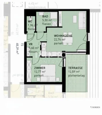 2-Zimmer-Wohnung kaufen in Wien – 48,39 m², € 325.500 – Bild 8 von 8