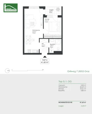 2-Zimmer-Wohnung mieten in Graz – 40,51 m², € 579 – Bild 22 von 22