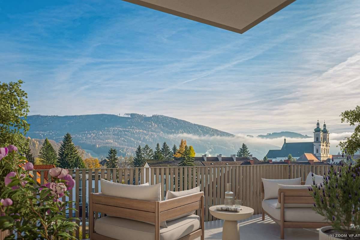 Geförderte BALKONWOHNUNG 74 m², 3 Zimmer mit Stift- und Bergblick | BERTHOLD & ELISABETH - Ansicht 3
