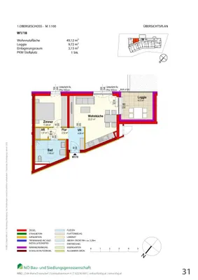 2-Zimmer-Wohnung mieten in Scheibbs – 49,12 m², € 525 – Bild 2 von 3