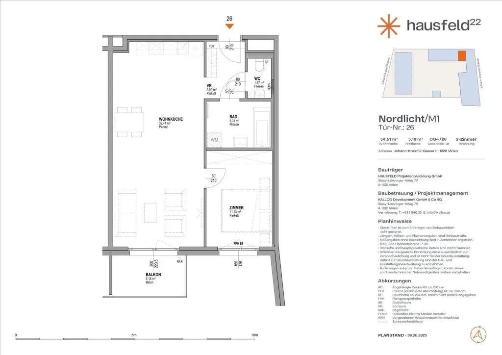 Unbefristete Neubau-Mietwohnung im Oberen Hausfeld Top 2.26 | Termin online buchen: www.hausfeld22.at/nordlicht – pohled 2