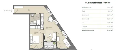3-Zimmer-Wohnung mieten in Linz – 62 m², € 950 – Bild 9 von 9