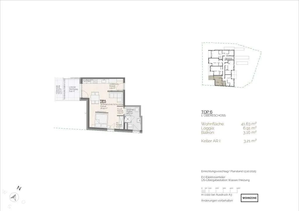 Moderne 1-Zi-Whg mit Loggia & Terrasse mitten in Salzburg, Erstbezug - Ansicht 3