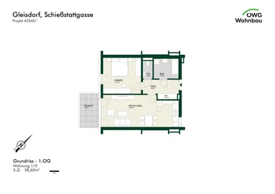 2-Zimmer-Wohnung mieten in Weiz – 58,6 m², € 920 – Bild 2 von 3