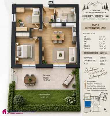 3-Zimmer-Wohnung kaufen in Rohrbach – 61,18 m², € 252.519 – Bild 3 von 6