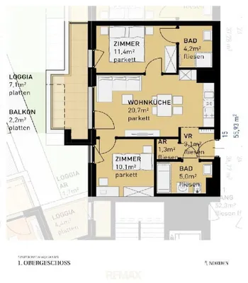 3-Zimmer-Wohnung kaufen in Wien – 55,8 m², € 399.500 – Bild 4 von 4