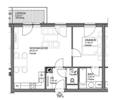 2-Zimmer-Wohnung mieten in Wien – 50,69 m², € 1.145 – Bild 20 von 20