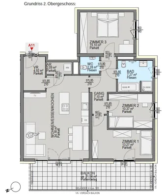 4-Zimmer-Wohnung kaufen in Graz – 96,64 m², € 741.600 – Bild 4 von 6