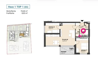 3-Zimmer-Wohnung mieten in Braunau am Inn – 70,48 m², € 780 – Bild 5 von 5