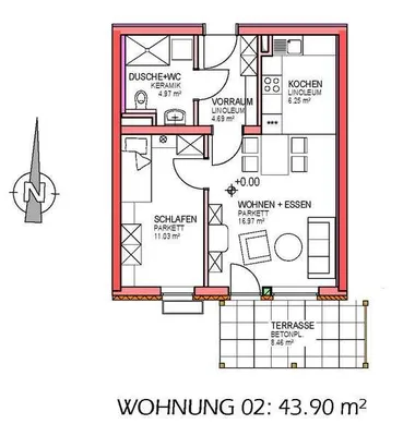 2-Zimmer-Wohnung mieten in Liezen – 43,91 m², € 437 – Bild 3 von 3
