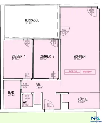 3-Zimmer-Wohnung mieten in Wien – 66,03 m², € 1.311 – Bild 9 von 9
