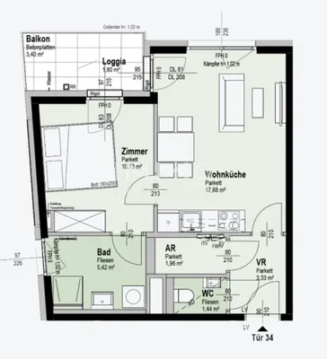 2-Zimmer-Wohnung kaufen in Wien – 42,36 m², € 343.000 – Bild 9 von 9