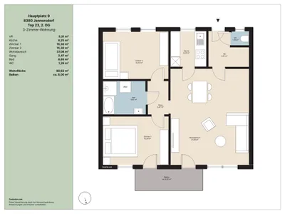 3-Zimmer-Wohnung mieten in Jennersdorf – 91 m², € 765