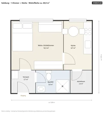 1-Zimmer-Wohnung kaufen in Salzburg Stadt – 28 m², € 140.000 – Bild 4 von 4
