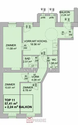 4-Zimmer-Wohnung kaufen in Wien – 57,41 m², € 265.000 – Bild 13 von 13