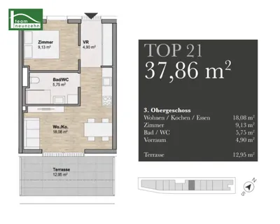 2-Zimmer-Wohnung kaufen in Graz – 37,86 m², € 199.500 – Bild 4 von 4
