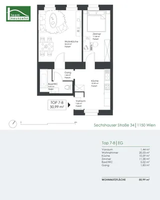 2-Zimmer-Wohnung kaufen in Wien – 50,72 m², € 145.000 – Bild 24 von 24