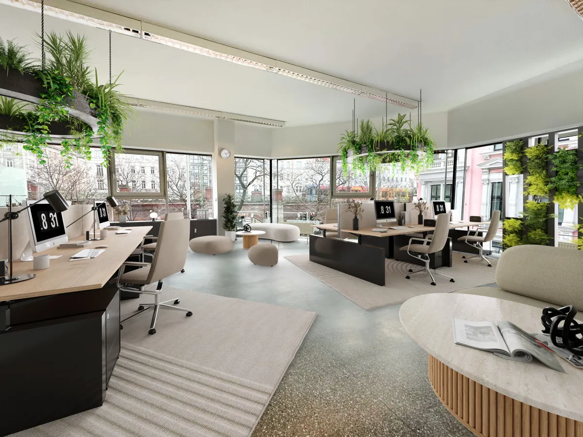 Moderne Bürofläche mit heller und lichtdurchfluteter Arbeitsatmosphäre - Ansicht 2