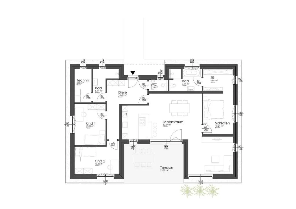 Bungalow 131 mit Flachdach ohne Grundstück – pohled 2