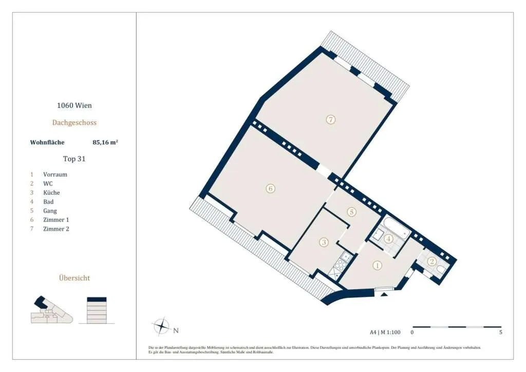 Unbefristet vermietete 3-Zimmer Wohnung, Nähe Westbahnhof - Vista 3