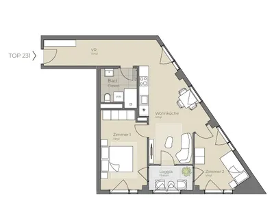Wohnung mieten in Linz – 59,42 m², € 1.265 – Bild 1 von 2