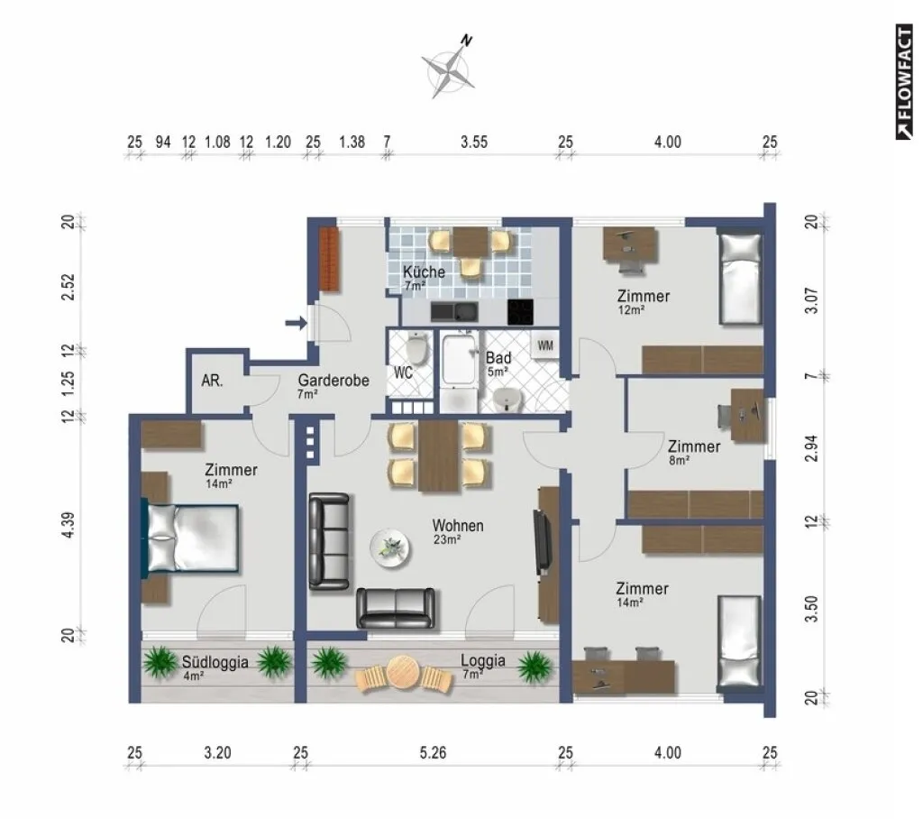 5 Zimmerwohnung mit Südbalkon - provisionsfrei ab 1. Oktober 2026 oder später - Heizung inklusive - Ansicht 2