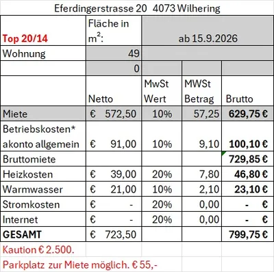 3-Zimmer-Wohnung mieten in Linz Land – 49 m², € 730 – Bild 3 von 9