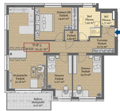 4-Zimmer-Wohnung kaufen in Wien – 91,51 m², € 647.000 – Bild 7 von 19