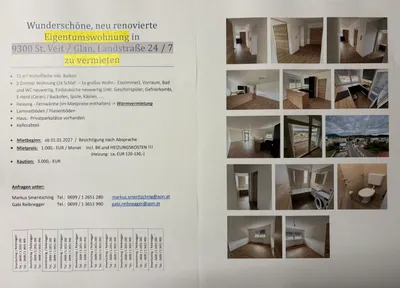 3-Zimmer-Wohnung mieten in Sankt Veit an der Glan – 72 m², € 1.000 – Bild 1 von 14