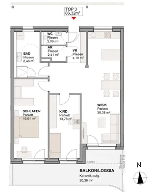 3-Zimmer-Wohnung kaufen in Linz Land – 86 m², € 389.000 – Bild 6 von 7