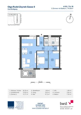3-Zimmer-Wohnung mieten in Graz – 73,41 m², € 955 – Bild 8 von 8