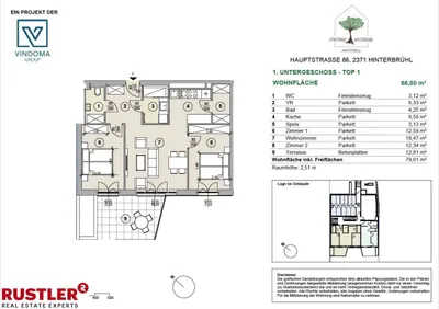 3-Zimmer-Wohnung kaufen in Mödling – 66,8 m², € 464.300 – Bild 7 von 7