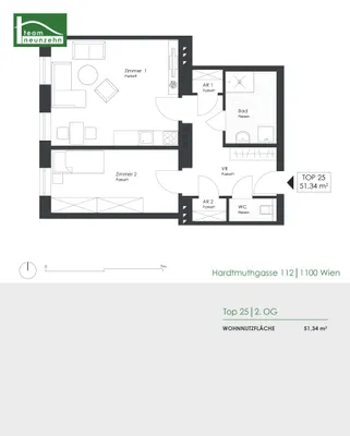 2-Zimmer-Wohnung kaufen in Wien – 51,34 m², € 239.000 – Bild 12 von 12