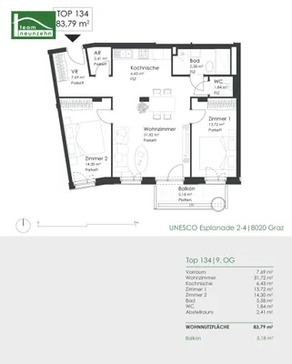 3-Zimmer-Wohnung mieten in Graz – 83,79 m², € 1.149 – Bild 29 von 29