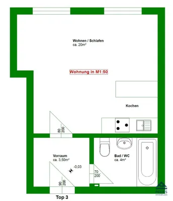 1-Zimmer-Wohnung mieten in Salzburg-Umgebung – 27 m², € 580 – Bild 7 von 7