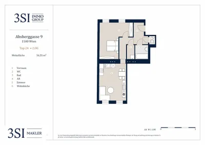 2-Zimmer-Wohnung kaufen in Wien – 56,55 m², € 295.000 – Bild 9 von 9