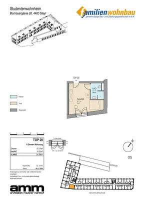 1-Zimmer-Wohnung mieten in Steyr – 21,38 m², € 672 – Bild 4 von 10