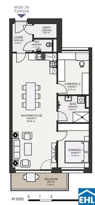 3-Zimmer-Wohnung mieten in Graz – 74,16 m², € 1.081 – Bild 7 von 7