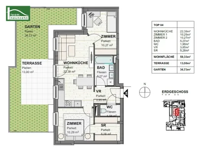 3-Zimmer-Wohnung mieten in Sankt Pölten – 59,33 m², € 999 – Bild 24 von 24
