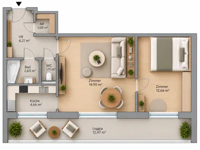 2-Zimmer-Wohnung mieten in Wien – 61 m², € 980 – Bild 9 von 9