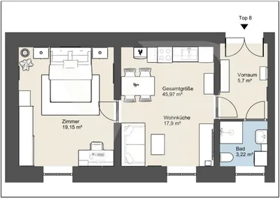 2-Zimmer-Wohnung mieten in Bruck an der Leitha – 45 m², € 650 – Bild 2 von 12