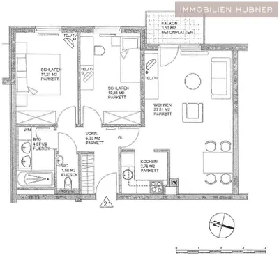 3-Zimmer-Wohnung mieten in Wien – 61,68 m², € 1.499 – Bild 11 von 12