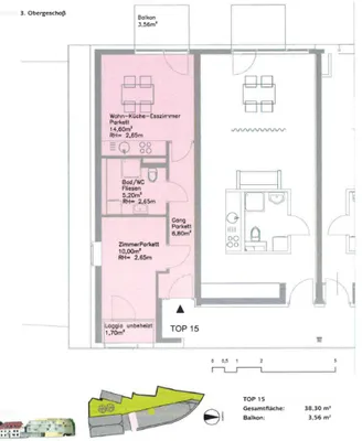 2-Zimmer-Wohnung mieten in Graz – 38,3 m², € 606 – Bild 5 von 5