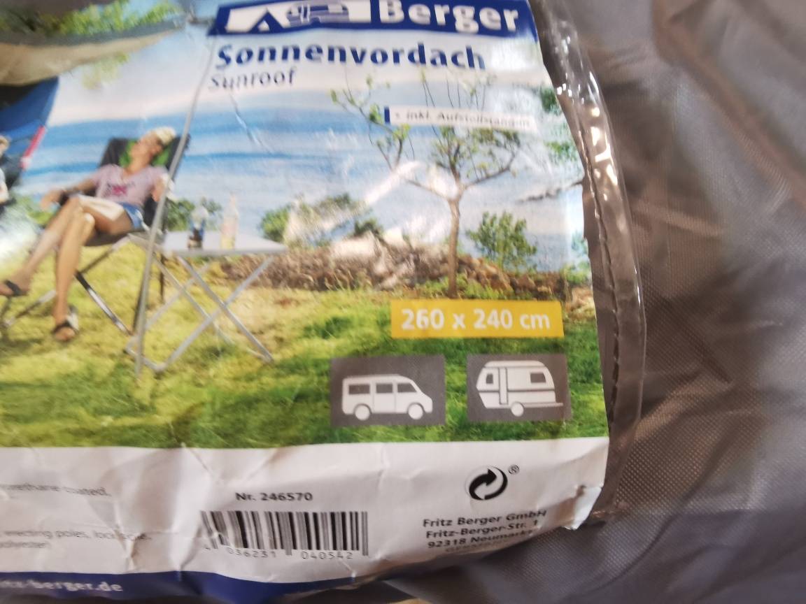 Fritz Berger SunRoof Sonnenvordach (ohne Sttzen),  35,- (9852 Trebesing)  - willhaben