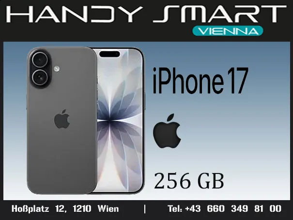 iPhone 17 256GB, Black ( Schwarz )/ Nagelneu, Org. Versiegelt/ Offen für Alle Netze, Frei Für Alle Netze/ Mit OVP und 1 Jahr Herstellergarantie/ Nur bei Handy Smart Vienna/