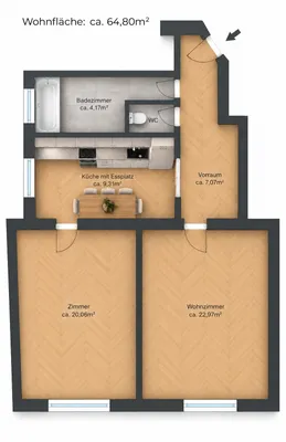 2-Zimmer-Wohnung kaufen in Wien – 64,8 m², € 415.000 – Bild 8 von 8